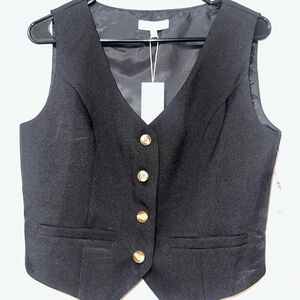 Women's Black Buttoned Vest